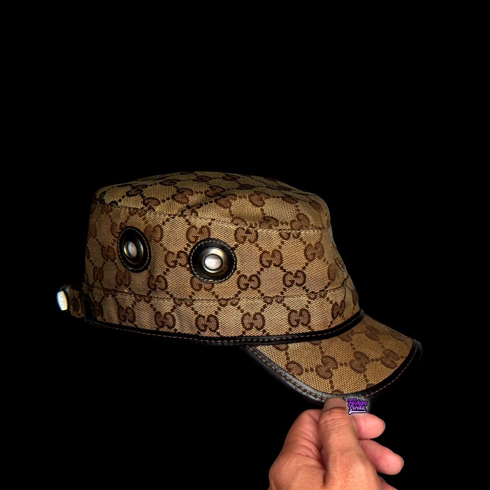Gucci Tom Ford Vintage Supreme GG Monogram Logo Military Canvas Cap Hat - Picture 4 of 7